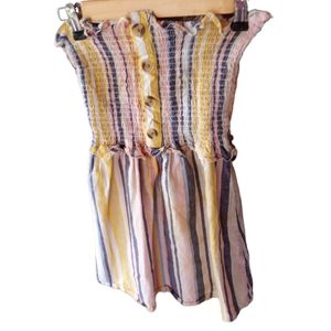 Derek heart sleeves mini blue white yellow dress